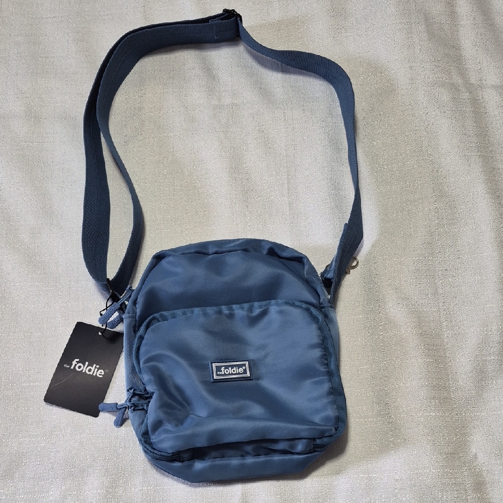 The Foldie Sling Bag Slate Blue Compact Crossbody Travel Foldable Bag